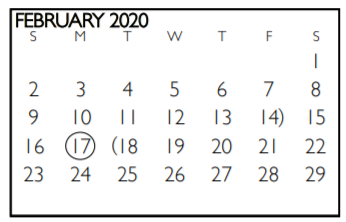 District School Academic Calendar for Newcomer Center for February 2020