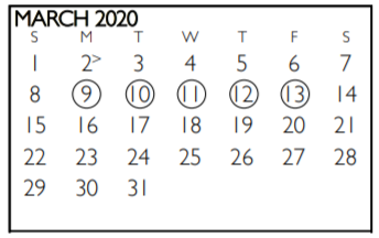 District School Academic Calendar for Gunn Junior High for March 2020