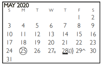 District School Academic Calendar for Beckham Elementary for May 2020