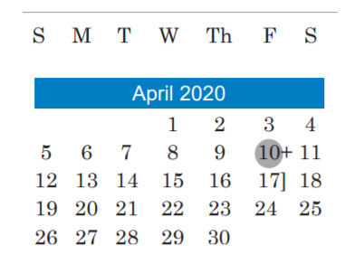 District School Academic Calendar for Covington Middle School for April 2020
