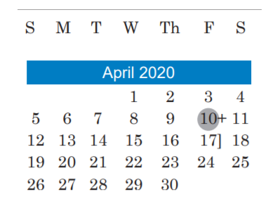 District School Academic Calendar for Dawson Elementary for April 2020