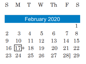 District School Academic Calendar for Ortega Elementary for February 2020