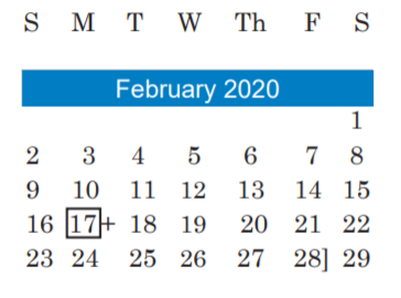 District School Academic Calendar for Mcbee Elementary for February 2020