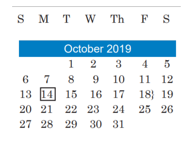 District School Academic Calendar for Pecan Springs Elementary for October 2019