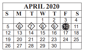 District School Academic Calendar for South Park Middle for April 2020