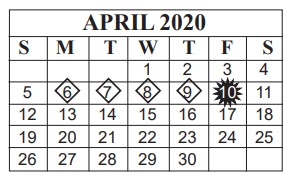 District School Academic Calendar for Bingman Head Start for April 2020