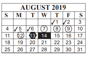 District School Academic Calendar for Lucas Elementary for August 2019