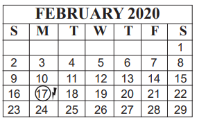 District School Academic Calendar for Bingman Head Start for February 2020