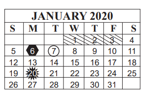 District School Academic Calendar for M J Frank Planetarium for January 2020