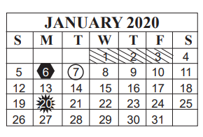 District School Academic Calendar for Marshall Middle School for January 2020