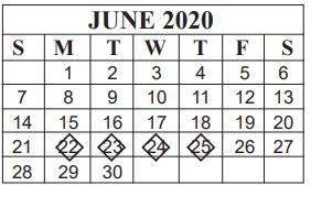 District School Academic Calendar for Price Elementary for June 2020