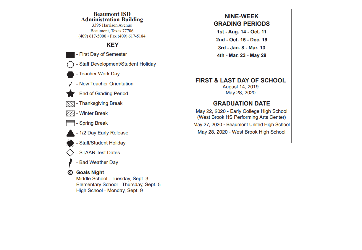 District School Academic Calendar Key for Vincent Middle School