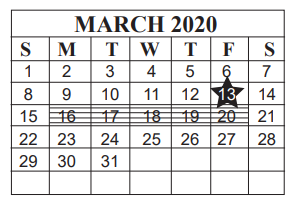 District School Academic Calendar for Marshall Middle School for March 2020