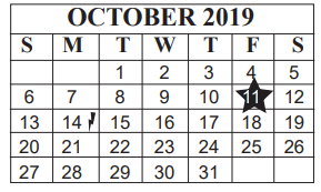 District School Academic Calendar for Pathways Learning Ctr for October 2019