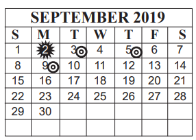 District School Academic Calendar for Marshall Middle School for September 2019