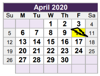 District School Academic Calendar for Snow Heights Elementary for April 2020