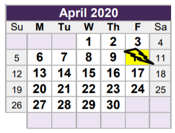 District School Academic Calendar for Haltom High School for April 2020