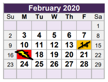 District School Academic Calendar for North Oaks Middle for February 2020