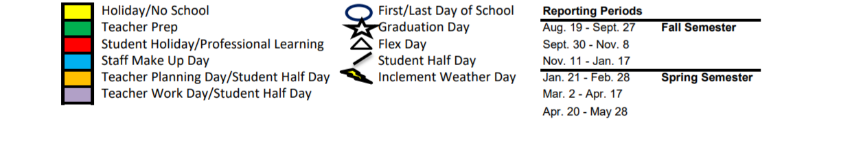 District School Academic Calendar Key for Smithfield Elementary
