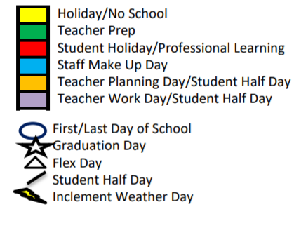 District School Academic Calendar Legend for North Ridge Elementary