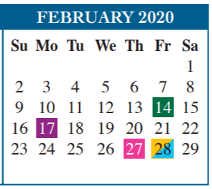 District School Academic Calendar for Cameron Co Juvenile Detention Ctr for February 2020