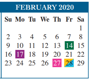 District School Academic Calendar for El Jardin Elementary for February 2020