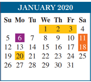 District School Academic Calendar for Cameron Co Juvenile Detention Ctr for January 2020