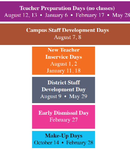 District School Academic Calendar Legend for Skinner Elementary