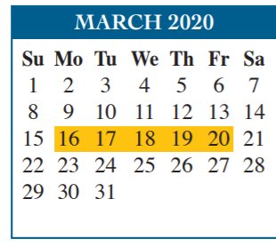 District School Academic Calendar for El Jardin Elementary for March 2020