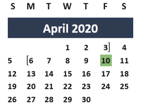 District School Academic Calendar for Stephen F Austin for April 2020