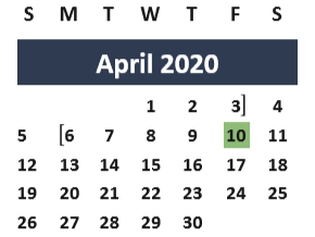 District School Academic Calendar for Jane Long for April 2020