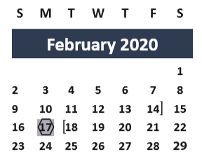 District School Academic Calendar for Special Opportunity School for February 2020