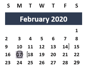 District School Academic Calendar for Sul Ross Elementary for February 2020