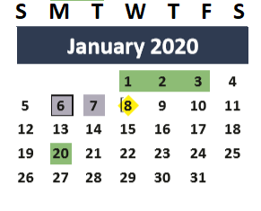 District School Academic Calendar for Grad for January 2020