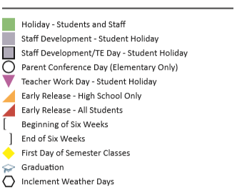 District School Academic Calendar Legend for Anson Jones Elementary