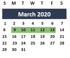 District School Academic Calendar for Bryan High School for March 2020