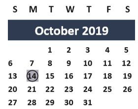 District School Academic Calendar for Stephen F Austin for October 2019