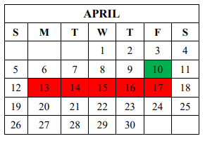 District School Academic Calendar for West Caldwell High for April 2020