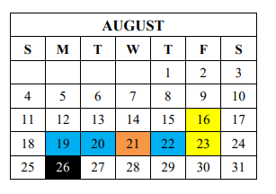 District School Academic Calendar for South Caldwell High for August 2019