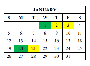 District School Academic Calendar for Caldwell Early Colle for January 2020