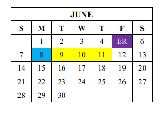 District School Academic Calendar for Oak Hill Elementary for June 2020