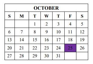 District School Academic Calendar for Davenport Elementary for October 2019