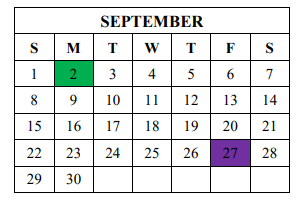 District School Academic Calendar for Whitnel Elementary for September 2019