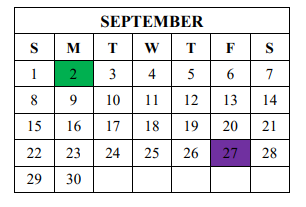 District School Academic Calendar for William Lenoir Middle for September 2019