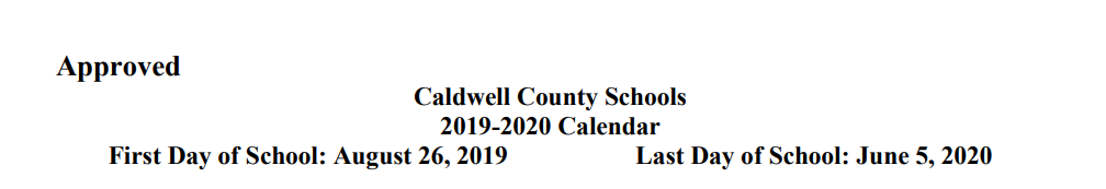 District School Academic Calendar for West Caldwell High