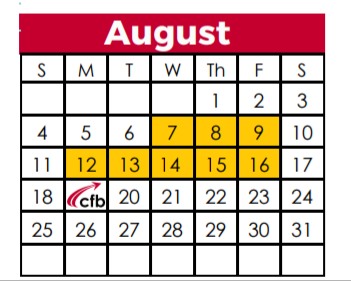District School Academic Calendar for Ranchview High School for August 2019