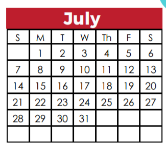 District School Academic Calendar for Central Elementary for July 2019