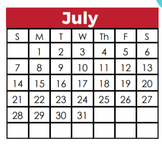 District School Academic Calendar for Dallas County Jjaep for July 2019