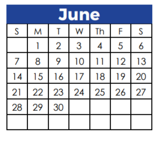 District School Academic Calendar for Riverchase Elementary for June 2020