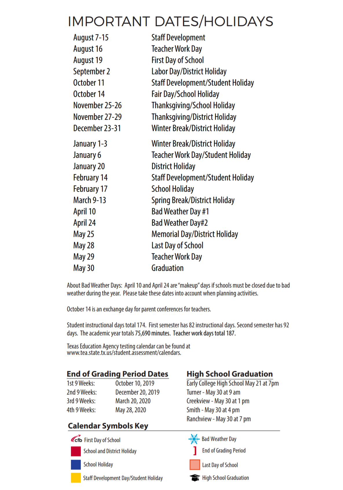 District School Academic Calendar Key for Sheffield Intermediate